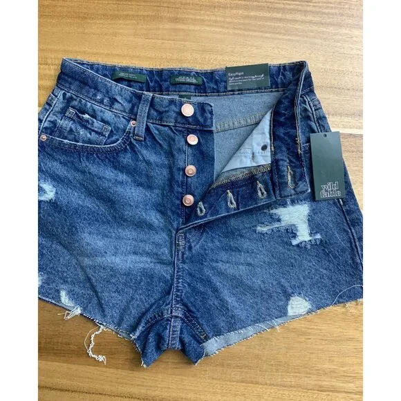Wild Fable Juniors Teens High-Rise Distressed Cut-Off Denim Shorts Size 2/XS - Picture 8 of 12